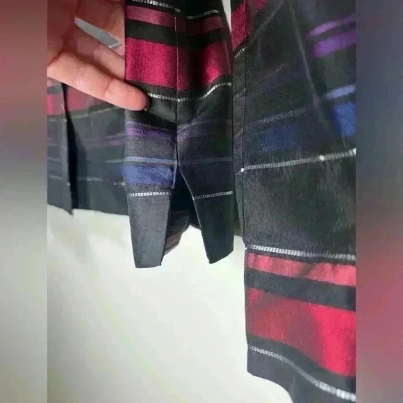 Talbots Silk Red Blue Black Metallic Striped Blazer Jacket Women’s Size 14 - Picture 7 of 12